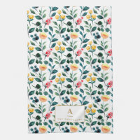 Monogramme Rustique élégant Jaune Aquarelle Fleurs