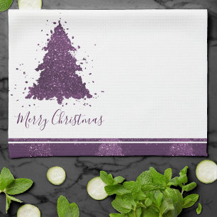 Linge De Cuisine Moody Joyeux Noël   Arbre pourpre à prune profonde