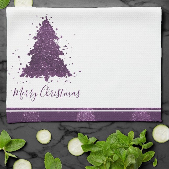Linge De Cuisine Moody Joyeux Noël | Arbre pourpre à prune profonde (Créateur téléchargé)