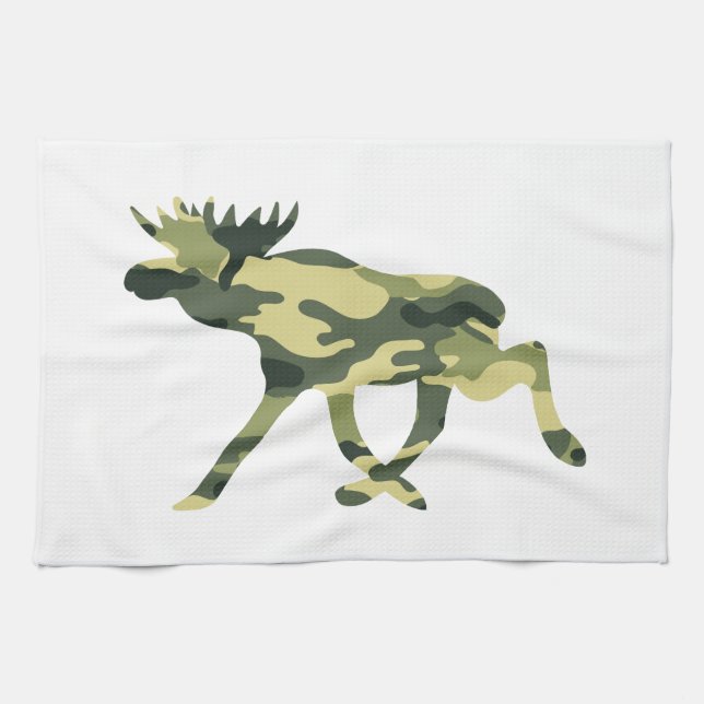 Linge De Cuisine Moose / Elk Woodland Camouflage / Camo (Horizontal)