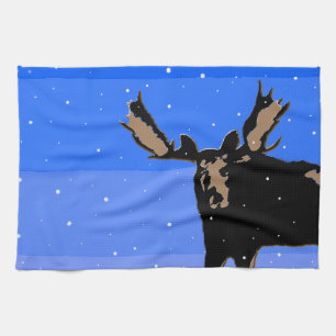 Linge De Cuisine Moose en hiver - Art original de la faune