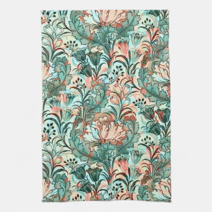 Linge De Cuisine Morris Inspiré Tulipes, Peonies, Acanthus Green