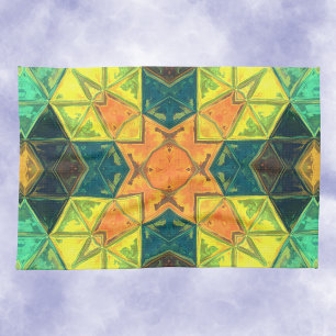 Linge De Cuisine Mosaic kaléidoscope Carré orange jaune et vert