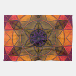 Linge De Cuisine Mosaic Kaleidoscope Fleur Jaune et Violet
