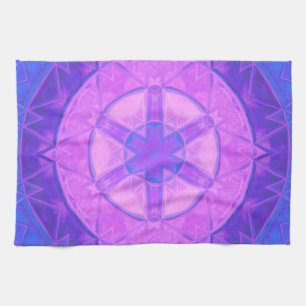 Linge De Cuisine Mosaic Kaleidoscope Fleur rose et bleu