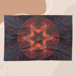 Linge De Cuisine Mosaic Kaleidoscope Fleur violet orange et bleu