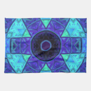 Linge De Cuisine Mosaic Mandala bleu et violet