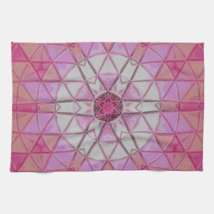 Linge De Cuisine Mosaic Mandala Flower rose et blanc
