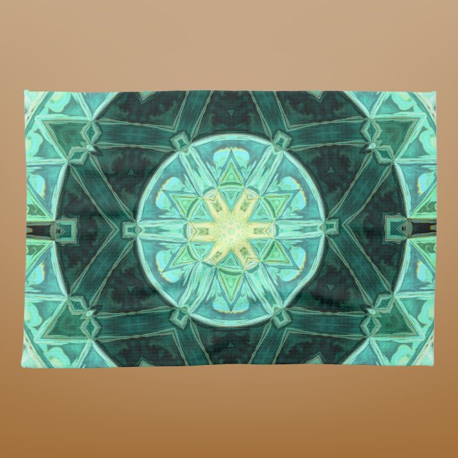 Linge De Cuisine Mosaic Mandala Turquoise et jaune (Créateur téléchargé)