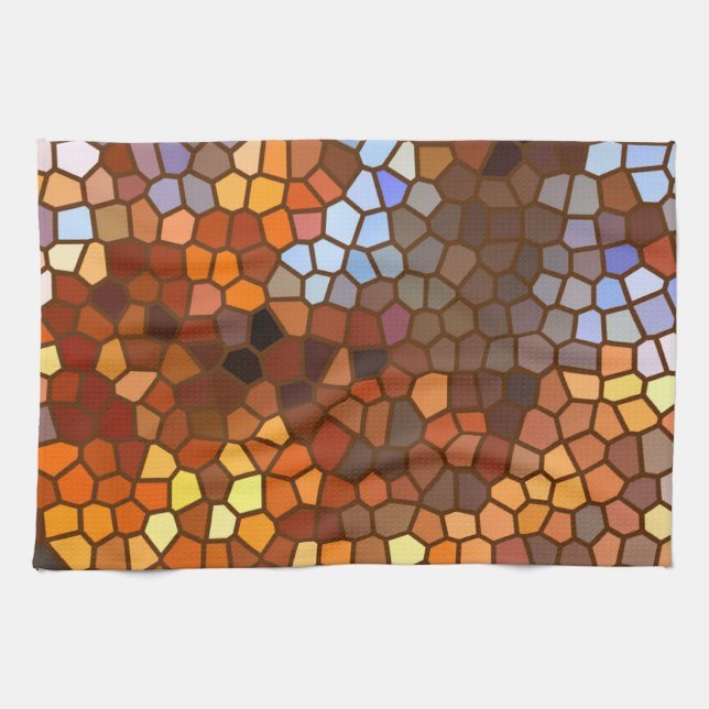Linge De Cuisine Mosaïque d'automne Abstrait (Horizontal)