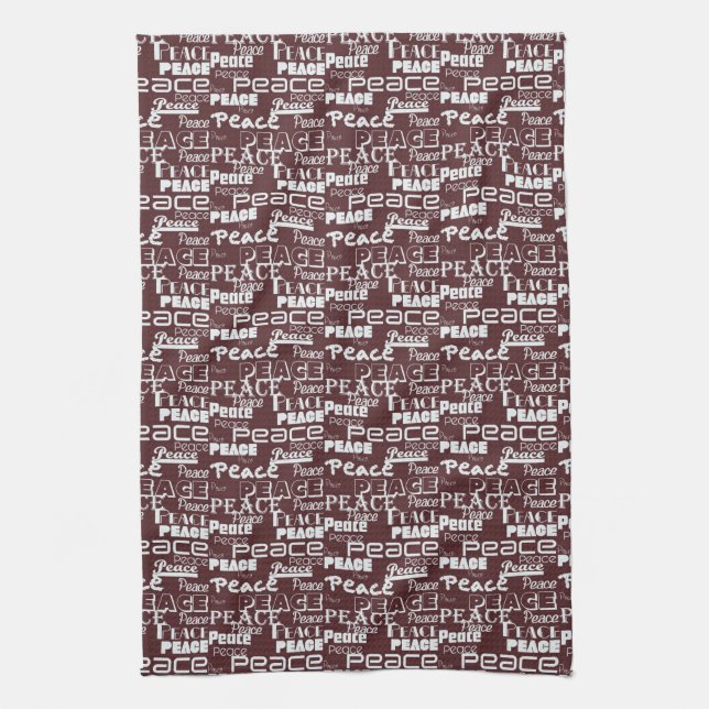 Linge De Cuisine Mot de Paix Art Rouge (Vertical)