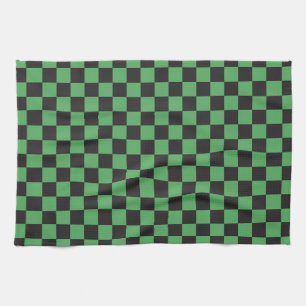 Linge De Cuisine motif à carreaux damier vert noir échiquier