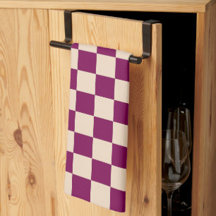 Linge De Cuisine Motif à carreaux marron et beige