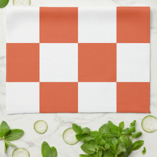 Linge De Cuisine Motif à carreaux orange et blanc