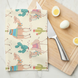Linge De Cuisine motif à chameaux, motif à cactus, empreinte désert