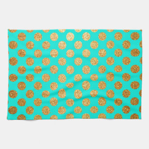 Linge De Cuisine Motif à points Polka de Parties scintillant Turquo