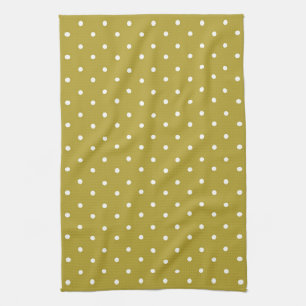 Linge De Cuisine Motif à pois blancs sur fond jaune moutarde