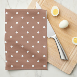 Linge De Cuisine Motif à pois brun moyen uni