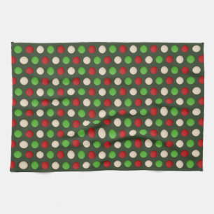 Linge De Cuisine Motif à pois rouge vert blanc