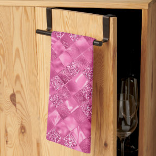 Linge De Cuisine Motif à tissage Carré rose chaud