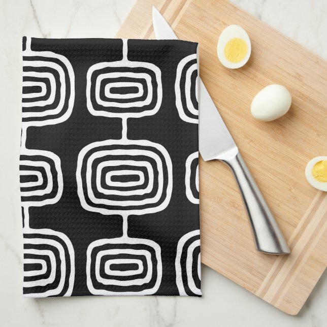 Linge De Cuisine Motif Abstrait moderne du milieu du siècle (Quart Plié)