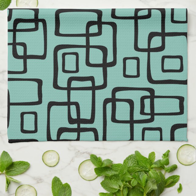 Linge De Cuisine Motif Abstrait moderne rétro du milieu du siècle (Plié)