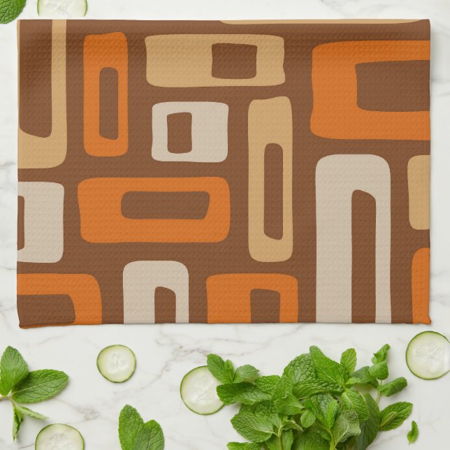 Linge De Cuisine Motif Abstrait moderne rétro du milieu du siècle (Plié)
