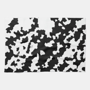 Linge De Cuisine Motif Abstrait noir blanc fractal irrégulier