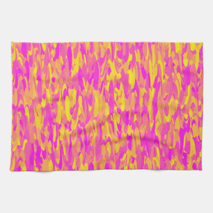 Linge De Cuisine Motif Abstrait Rose Jaune Orange