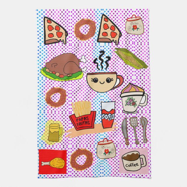 Linge De Cuisine motif alimentaire amusant (Vertical)