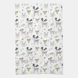 Linge De Cuisine Motif animal de griffonnage de région boisée