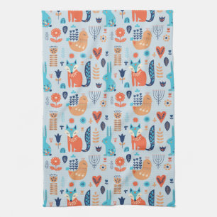 Linge De Cuisine Motif animal de région boisée d'art populaire