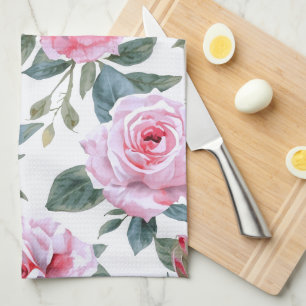 Linge De Cuisine Motif aquarelle cottagecore floral rose rose