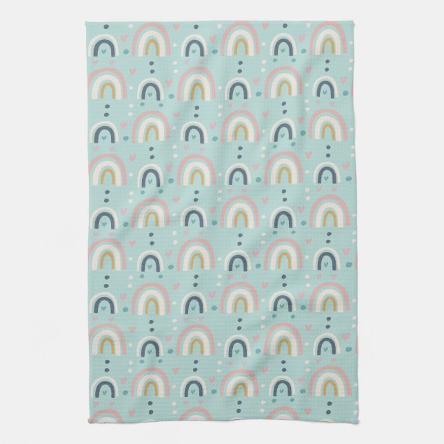 Linge De Cuisine Motif arc-en-ciel blanc mignon (Vertical)