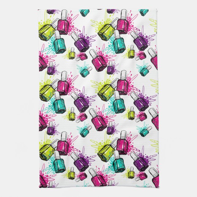 Linge De Cuisine Motif au néon de vernis à ongles (Vertical)