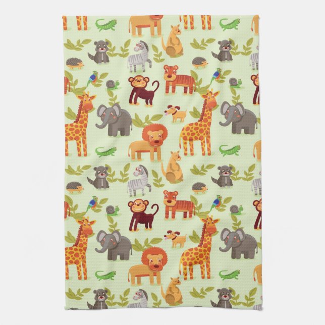 Linge De Cuisine Motif avec des animaux de bande dessinée (Vertical)