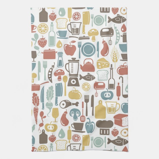 Linge De Cuisine Motif avec des icônes de cuisine (Vertical)