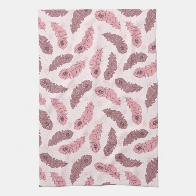Linge De Cuisine motif avec des plumes de paon (Vertical)