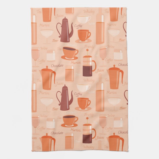 Linge De Cuisine Motif avec les boissons et le texte (Vertical)