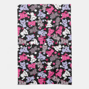 Linge De Cuisine motif avec les chats mignons 3 de griffonnage de