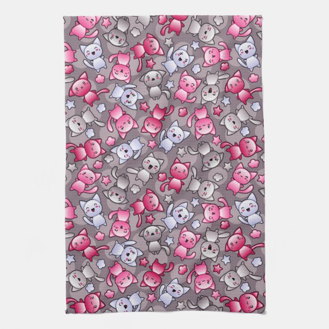 Linge De Cuisine motif avec les chats mignons de griffonnage de (Vertical)