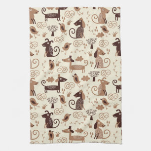 Linge De Cuisine motif avec les chiens mignons