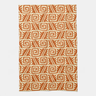 Linge De Cuisine Motif aztèque d'Ikat - mandarine et orange-clair