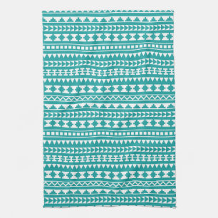 Linge De Cuisine Motif aztèque tribal turquoise à la mode