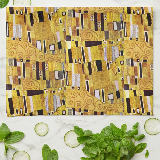 Linge De Cuisine Motif baiser de Gustav Klimt, Art Nouveau (Plié)