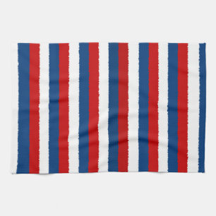 Linge De Cuisine Motif blanc bleu rouge