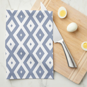 Linge De Cuisine Motif bleu gris et blanc