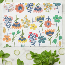 Motif botanique mignon moderne rose bleu jaune