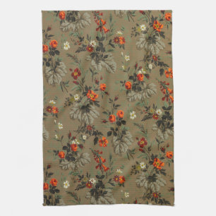 Linge De Cuisine Motif botanique vintage de rose orange à fleurs so
