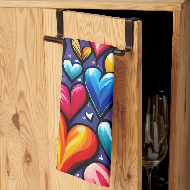 Linge De Cuisine Motif cardiaque gai (Pliage en tiers)